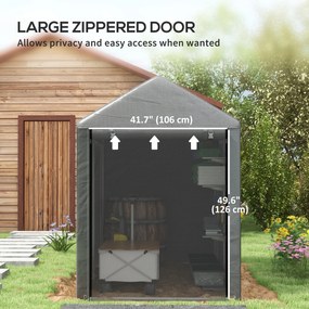 Outsunny Magazie pentru Scule cu Protecție UV și Intrare cu Fermoar, Cort de Garaj, 120x179x165 cm, Gri Închis | Aosom Romania