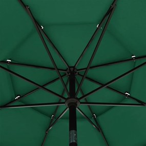 Umbrela de soare 3 niveluri, stalp de aluminiu, verde, 3,5 m Verde, 3.5 m
