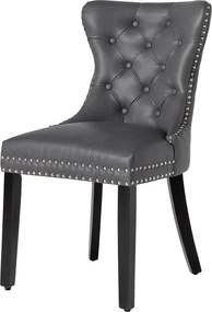 Set 2 scaune Stil Baroc, Piele Sintetica, Negru Vintage, CASTLE