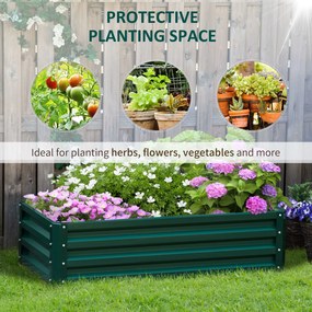 Outsunny Pat de Gradina Galvanizat Inaltat pentru Cultivare Legume Flori Plante Aromatice Cutie de Plantare Metalica Verde 120x90x30cm | Aosom Romania