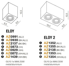 Spot directionabil aplicat tavan/plafon stil modern ELOY 1 White