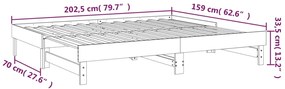 Pat de zi extensibil, gri, 2x(80x200) cm, lemn masiv de pin Gri, 2x (80 x 200) cm