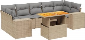 vidaXL Set canapele de grădină, 8 piese, cu perne, bej, poliratan