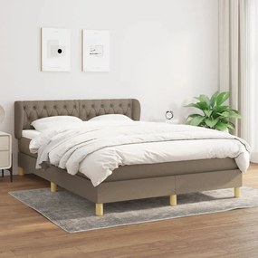 3127041 vidaXL Pat box spring cu saltea, gri taupe, 140x200 cm, textil