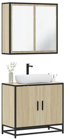 vidaXL Set mobilier de baie, 2 piese, stejar sonoma, lemn prelucrat