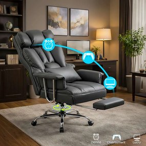 Scaun directorial gri din piele ecologica rezistent pana la 150 kg OFF 413