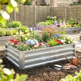 Outsunny 4' x 2' x 1' Pat de Gradina Galvanizat Inaltat, Cutie de Plantare din Metal Pat Inaltat pentru Legume, Flori, Plante si Plante Aromatice, Verde | Aosom Romania