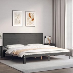 3193683 vidaXL Cadru pat cu tăblie 200x200 cm, gri, lemn masiv