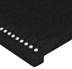 Tablie de pat cu LED, negru, 203x16x118 128 cm, textil 1, Negru, 203 x 16 x 118 128 cm
