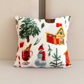 Husa din microplus pentru perna FESTIVE MAGIC 45x45 cm, alb