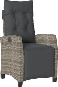 vidaXL Scaun de grădină rabarabil cu suport picioare, gri, poliratan