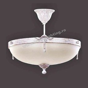 Lustra Malawi cu Diam 33 cm, Desing Clasic, Alb Patinat, Abajur Crem - Bussy Lighting 3075-70-42A