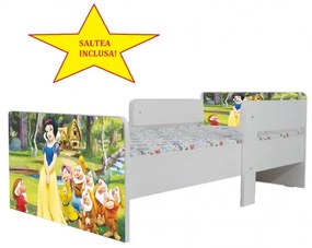 Pat Star imprimat cu Alba ca Zapada, cu protectie si saltea, 160x80 cm