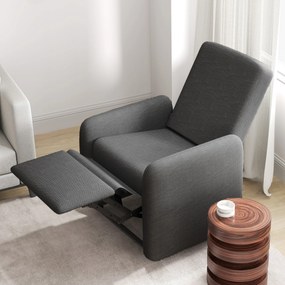 HOMCOM Fotoliu Reglabil Manual cu Suport pentru Picioare și 4 Rotile Tapițat cu Material Textil, 76x78,5x102 cm, Gri | Aosom Romania