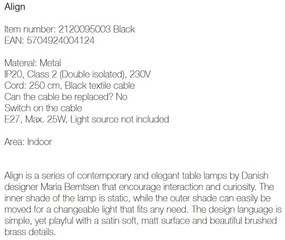 Veioza, lampa de masa design modern ALIGN negru 2120095003 NL