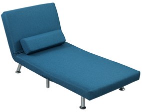 HOMCOM Fotoliu pliabil cu funcție de pat, fotoliu de relaxare pliabil cu aspect de in, spătar reglabil, 75 x 70 x 75 cm, Albastru | Aosom Romania