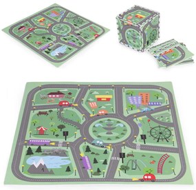 Covor de joacă din spumă EVA pentru copii City 90,5x90,5 cm 21 bucăți