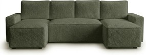 Canapea extensibila in forma de U SMART BOUCLE, verde inchis, 303x143 cm