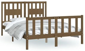 3188164 vidaXL Cadru de pat cu tăblie, maro miere, 120x200 cm, lemn masiv pin