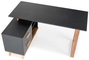 Birou Edwin de colț, antracit / stejar wotan