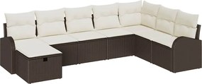 vidaXL Set de canapele pentru grădină cu pernă 8 pcs Maro Rattan poli