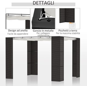 Foisorul Pergola de Gradina Outsunny 2,98x2,98m cu Copertina Retractabila, Structura Metalica si Coloane din Rattan PE, Negru si Alb