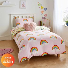 Lenjerie de pat pentru copii din flanelă pentru pătuț 120x150 cm Rainbow Hearts – Catherine Lansfield