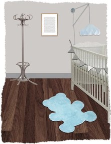 Covor lucrat manual pentru copii Nattiot Little Teddy, 80 x 100 cm, albastru