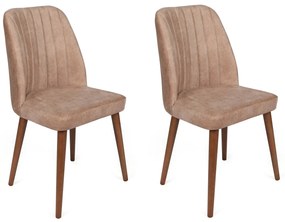 Set 2 scaune haaus Alfa, Bej/Nuc, textil, picioare metalice