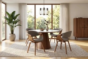 Scaun design scandinav, Lemn de frasin, textil gri texturat ORGANIC