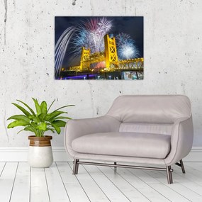 Tablou pe sticlă - Noaptea de Revelion (70x50 cm)