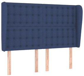 3118394 vidaXL Tăblie de pat cu aripioare, albastru, 147x23x118/128 cm, textil