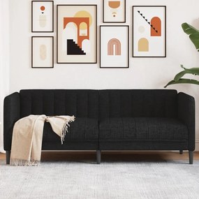 vidaXL Canapea, 2 locuri, negru, material textil