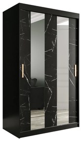 Dulap de haine 120 cm Marbelo P (mat negru + marmură neagră). 1064513