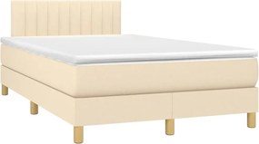 vidaXL Pat continental cu saltea, crem, 120x190 cm, textil