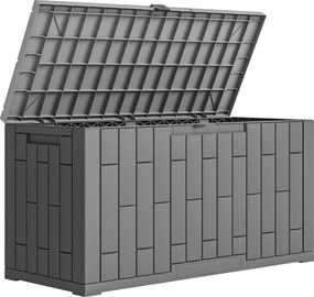 Outsunny Ladă de Depozitare pentru Grădină 227L din Rășină Rezistentă la Apă și UV cu Închidere, 106,5x43x54,5 cm, Gri | Aosom Romania