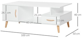 Masuta de sufragerie HOMCOM cu usa si sertar, 100x50x40cm | Aosom RO