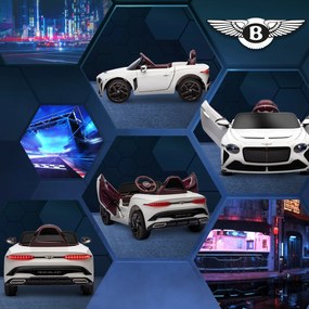 HOMCOM Mașină electrică pentru copii de la 3 la 5 ani 2 motoare 12V 25W 3-5 km/h telecomandă 2,4G Bentley Bacalar alb | Aosom Romania