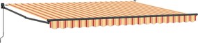 vidaXL Copertină retractabilă manuală Galben, Portocaliu și Alb