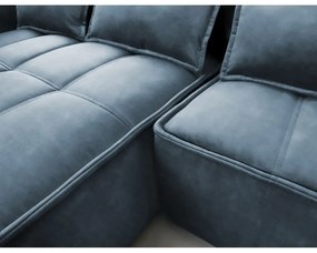 Colțar albastru extensibil/cu spațiu de depozitare cu tapițerie din catifea (cu colț pe partea stângă/cu șezlong) Campo – ELTAP