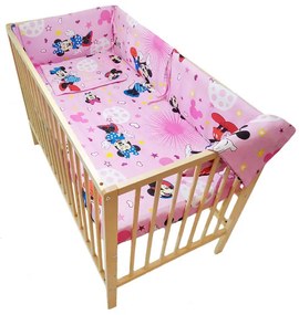 Lenjerie patut 120x60 cm cu aparatori laterale h33 cm, 6 piese, minnie rn