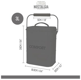 Recipient pentru deșeuri compostabile Kitchen Craft Living Nostalgia, gri, 3 l