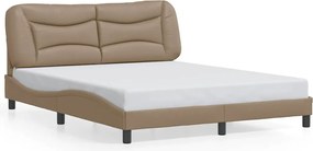 vidaXL Cadru de pat fără saltea, Hvar, cappuccino, 160x200 cm, piele ecologică