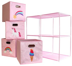 Dulap modular 2 rafturi și 4 cutii depozitare Unicorn