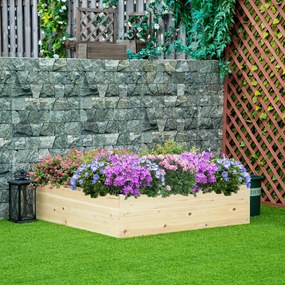 Outsunny Pat pentru Gradina de Legume Inaltat din Lemn, Jardiniera de Gradina pentru Plante, Legume si Ierburi Aromatice, 117x117x30cm