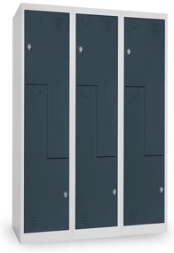 Dulap metalic Z, 3 compartimente, 120 x 50 x 180 cm, blocare cu rotire, antracit - ral 7016