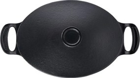 Cratita din fonta Tefal E2125455, 5,1 l, 45 cm, Forma ovala, Pana la 250 °C, Emailata, Inductie, Negru