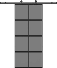 vidaXL Ușă glisantă cu set feronerie neagră 90x205cm sticlă securizată