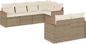 vidaXL Set canapele de grădină, 7 piese, cu perne, bej, poliratan