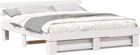 vidaXL Cadru de pat cu headboard Alb 180 x 200 cm Lemn de pin masiv